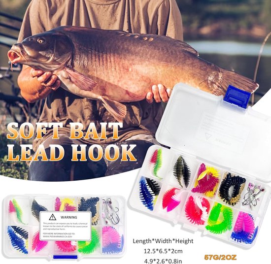 Forel Rubber Set - Zacht Kunstaas - Forelvissen Vissen - Bionisch Design - 30 Stuks 50g - Diverse Kleuren — afbeelding 5