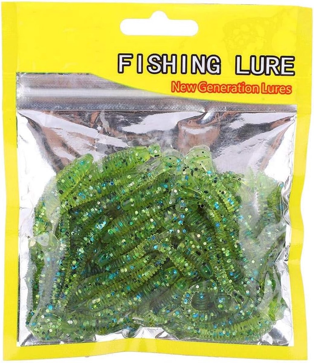SnelShoppen - 50 Pcs 5Cm Zachte Kunstaas Vissen Aas T-Tail Grub Worm Aas in 9 Kleuren - Perfect voor Zoetwater en Zoutwater Vissen