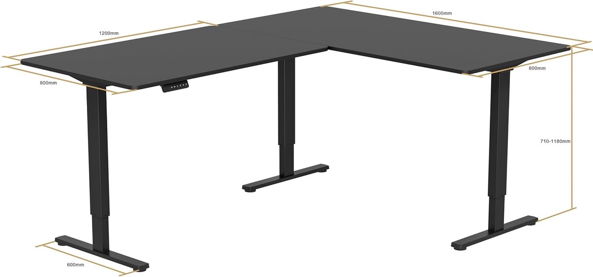 SnelShoppen - Elektrisch In hoogte Verstelbaar Zit-Sta Bureau met Geheugenfunctie - 100 x 60 CM - Zwart - Ergonomisch Bureau voor Thuis en Kantoor