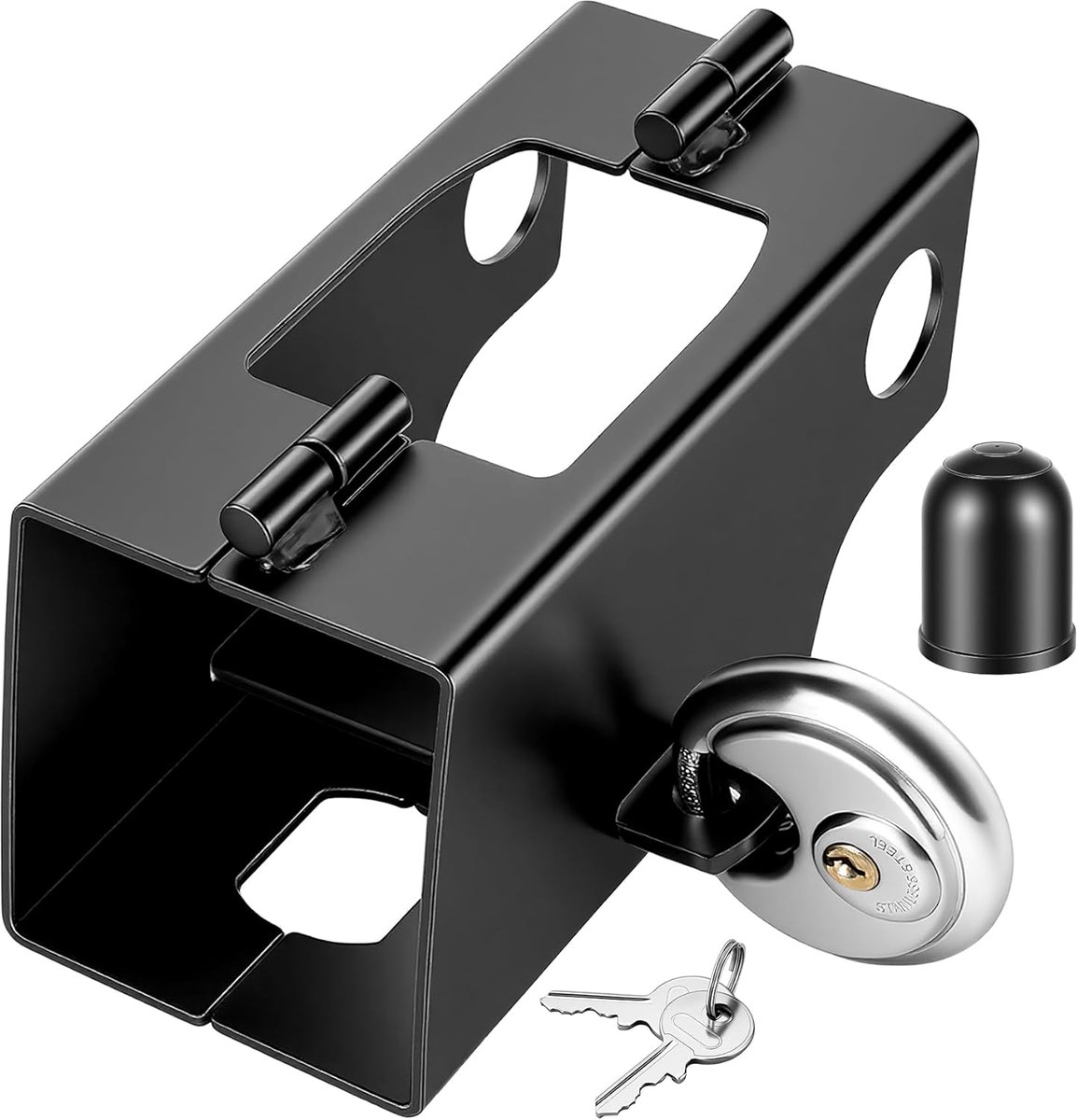 SnelShoppen - Trailerlock met Sleutel - Trekhaak Beveiliging - Hoogwaardige Galvanisatie & Poedercoating - 9x9x20 cm - Effectieve Diefstalpreventie vo