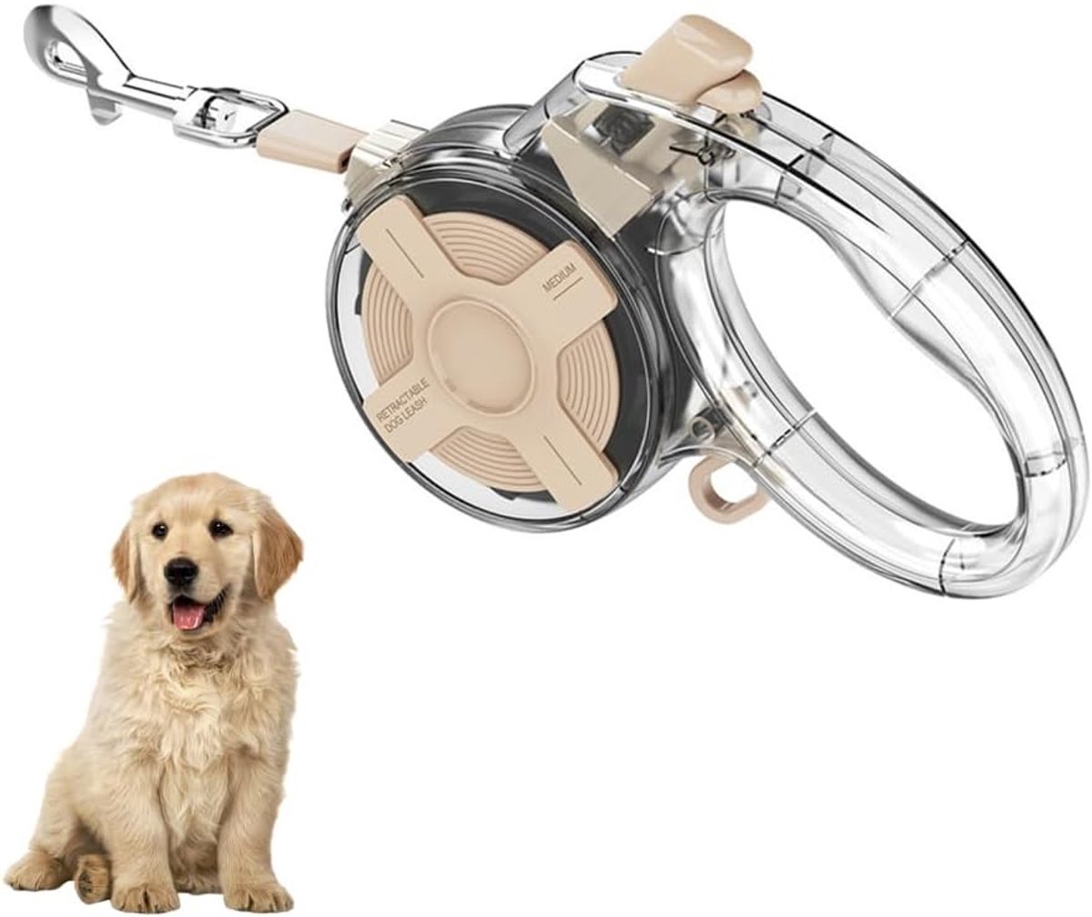 SnelShoppen - Hondenriem 4 Meter, 360° Draaibare Retractable Leash met Reflecterende Tape, Veilig Remsysteem voor Kleine en Middelgrote Honden tot 20