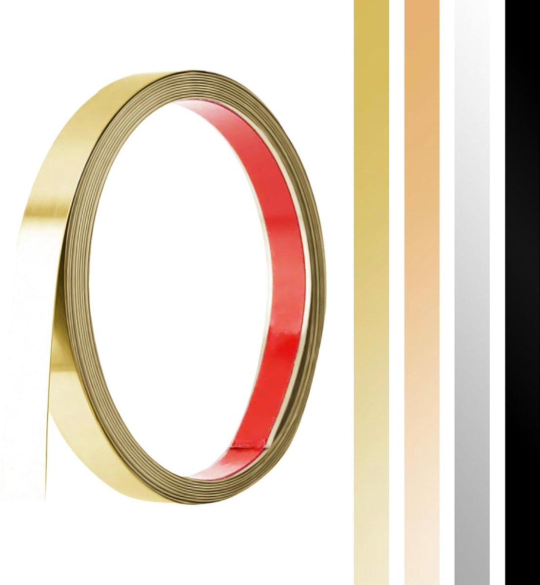 SnelShoppen - Zelfklevende Metalen Band, Decoratieve Strips, Roestvrijstalen Plaat, 6m Goud, Wandlijsten voor Muur, Spiegelframe, Open Haard, Peel and
