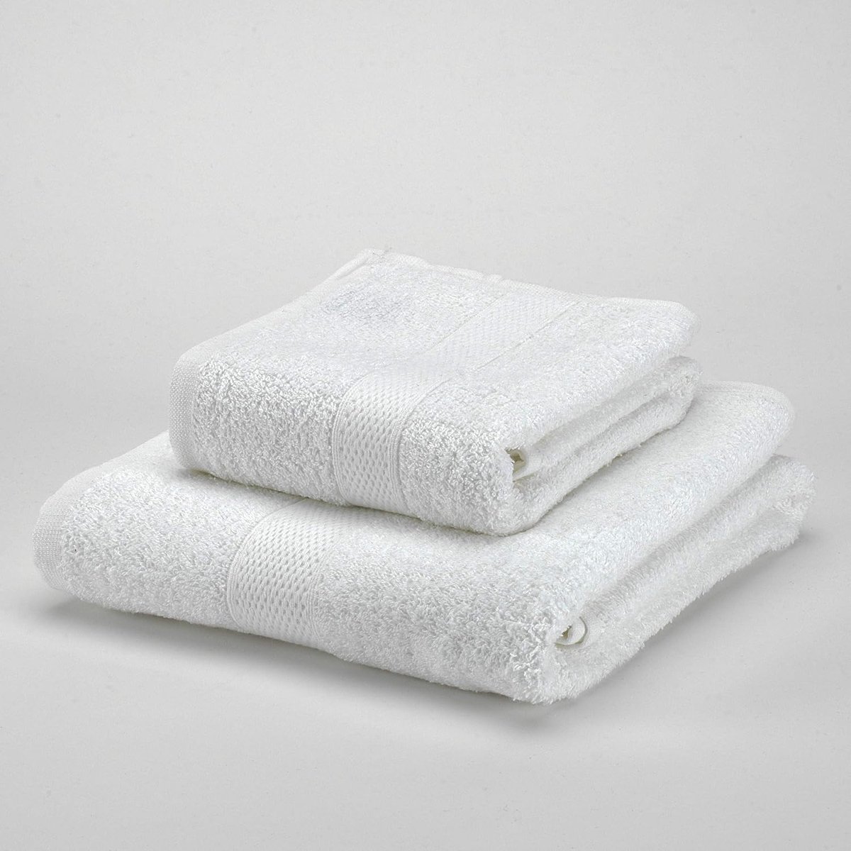 SnelShoppen - Handdoeken Set - 100% Katoen - Ultra Zacht en Absorberend - 450 g/m² - Wit - 2 Stuks - Douchehanddoek en Badhanddoek - Perfect voor Thui