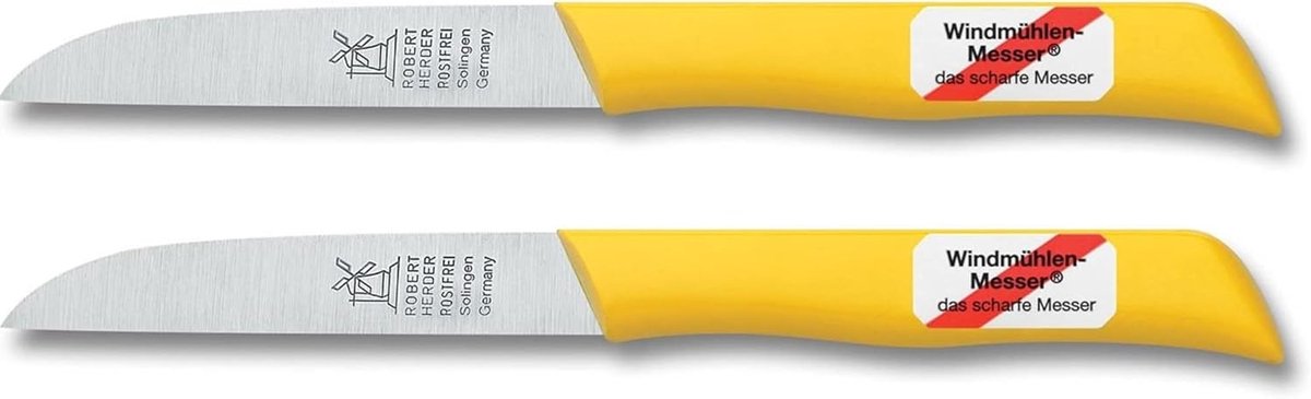 SnelShoppen - Paring Knife - Schilmes - RVS - 85 mm - Recht - Geel - 2 Stuks - Keuken - Snijden - Koken - Handig - Vaatwasserbestendig