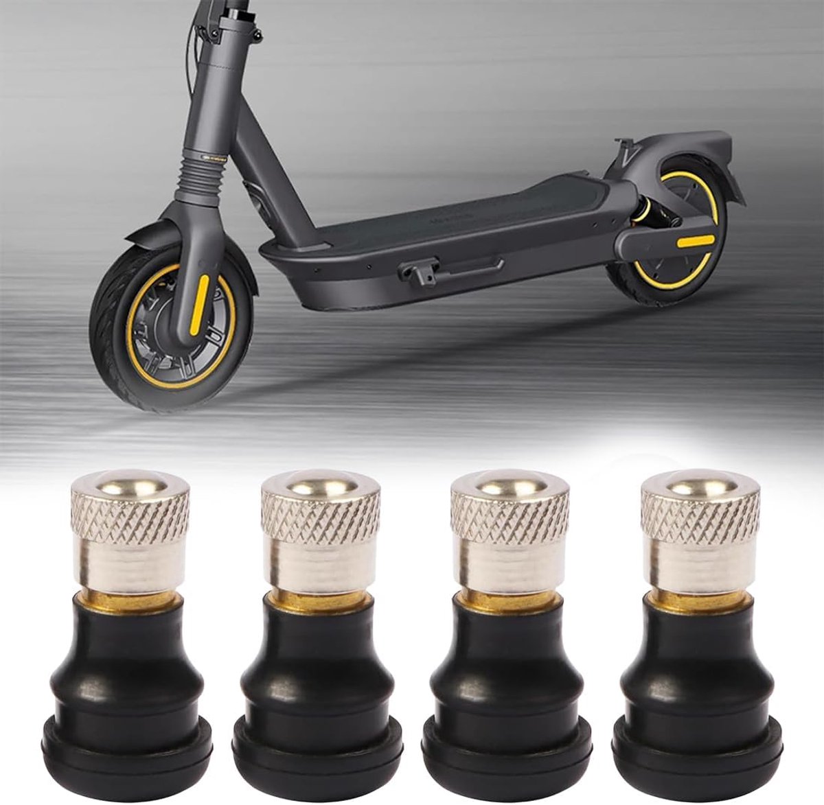 SnelShoppen - Tubeless Ventiel Set van 4 - Controle Ventiel Geschikt voor Elektrische Scooters, Fietsen en Segways - Rechthoekig Tubeless Ventiel van