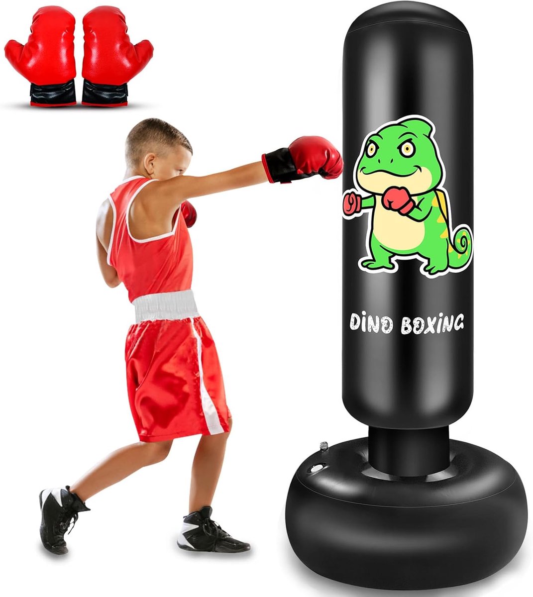 SnelShoppen - Opblaasbare Punching Bag voor Kinderen 165CM - Duurzame PVC Trainingstas voor Jongens en Meisjes - Perfect voor Karate, Taekwondo en MMA