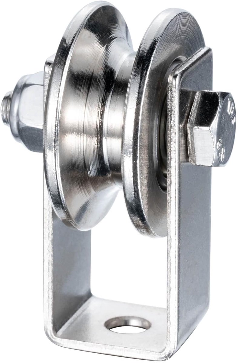 SnelShoppen - 40mm Pulley met 2 Kogellagers, RVS Fitness Hijstoestel, Pulleys voor 8mm Stalen Touwen, 200kg Draagcapaciteit, 1 Stuk