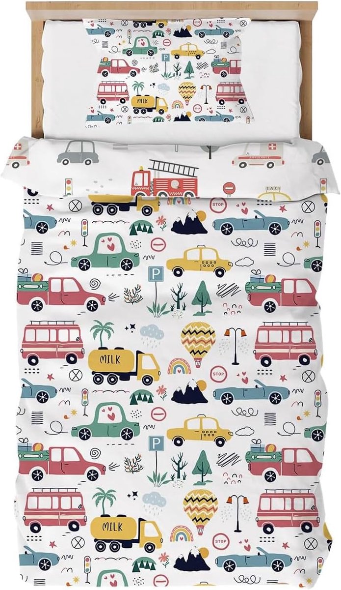 SnelShoppen - Dekbedovertrek 120 x 150 cm voor Eenpersoonsbed, Microfiber Kinderbedlinnen, Reversible Dekbedovertrek met Kussensloop 40 x 60 cm, Dubbe