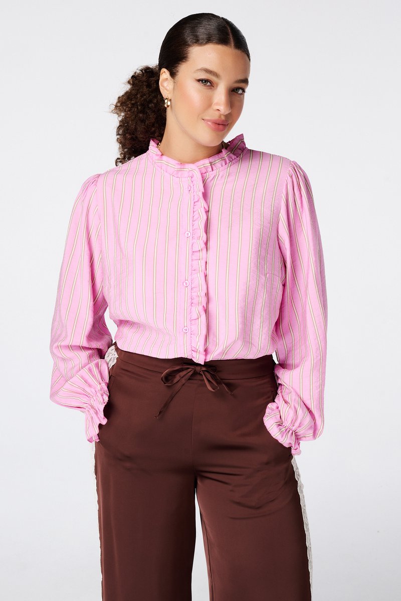 MS Mode Blouse Gestreepte blouse met volants