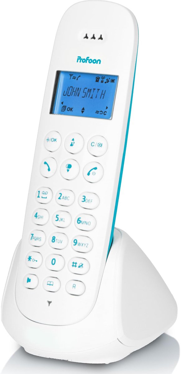SnelShoppen - Draadloze DECT-telefoon 300BW - Uitbreidbare Handsfree Telefoon - Compatibel met Hoortoestellen - Telefoonboek - Blauw - Ideaal voor Thu