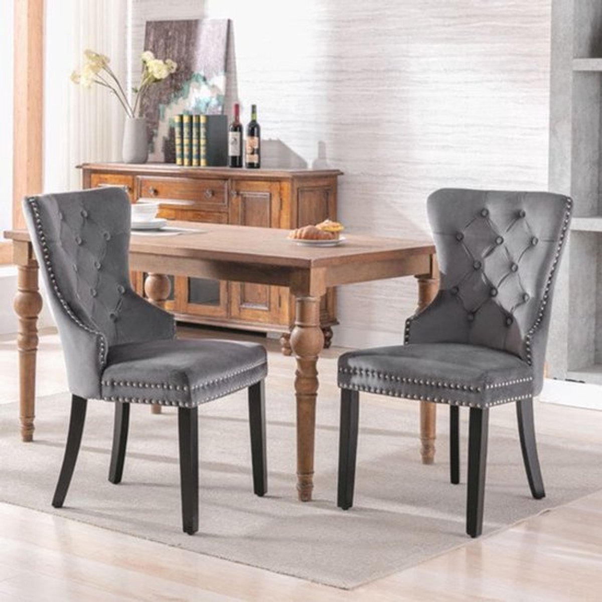 Eetkamerstoel – Stoel – Kuipstoel – Loungestoel – Keukenstoel – Fluwelen Bekleding – Eiken