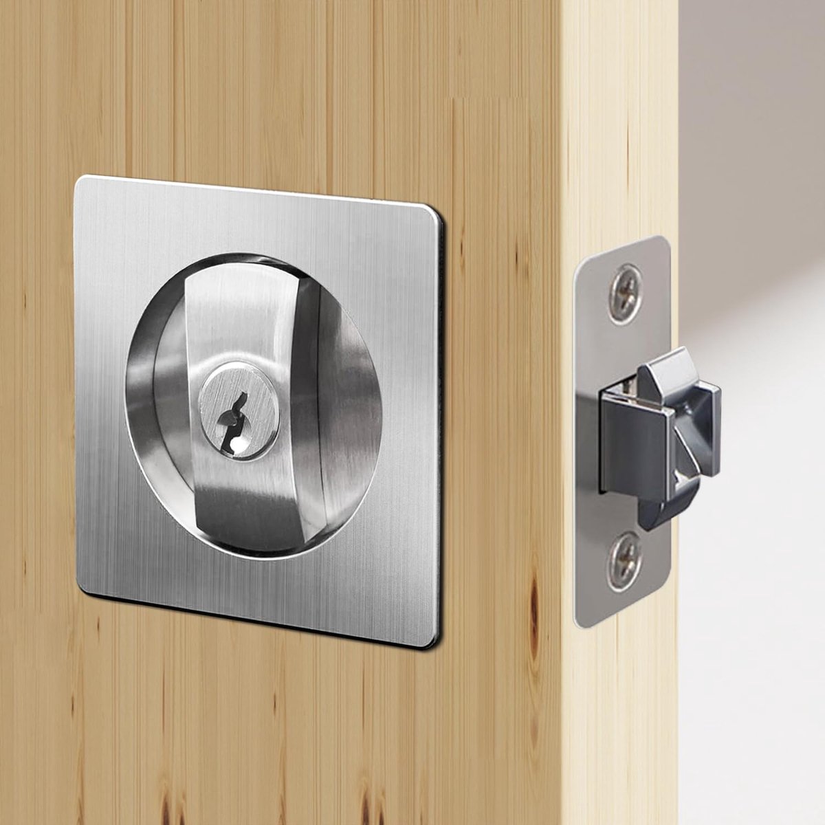 Dailygoods- Schuifdeurslot onzichtbaar - Inbouwslot - Vergrendelingshendel - Geschikt voor deuren 35-50 mm - Dwarsboring 54 mm - Wrijvingsvrij design - Deurslot