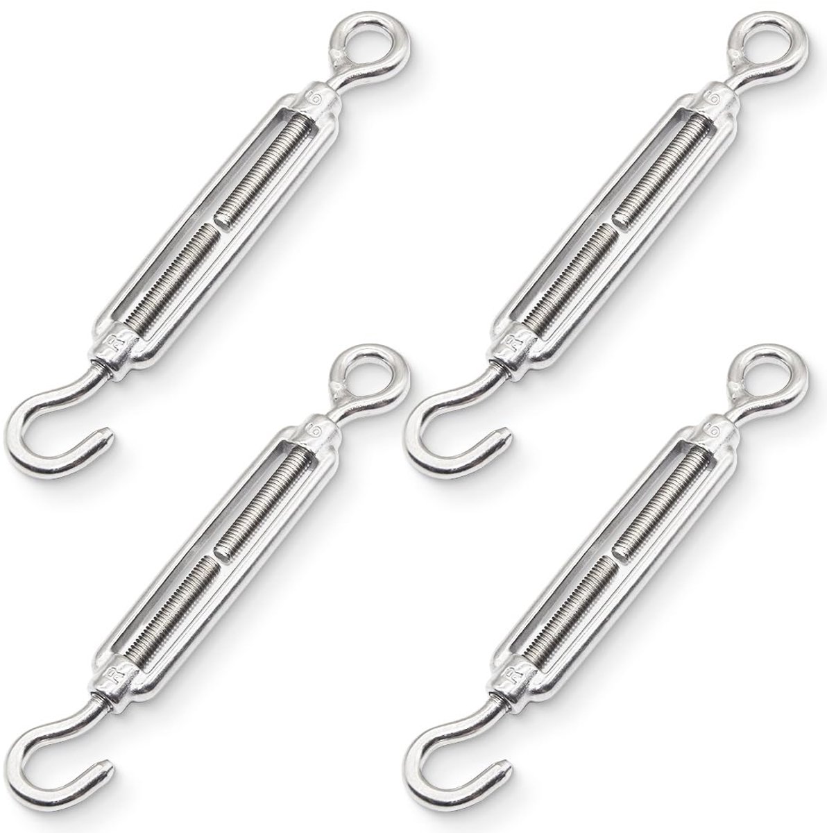 Dailygoods- Draadkabels Roestvrij Staal - Draadspanner Waslijn - Spansloten voor Ogen - Trekkoord - 4 Stuks - Duurzame Constructie