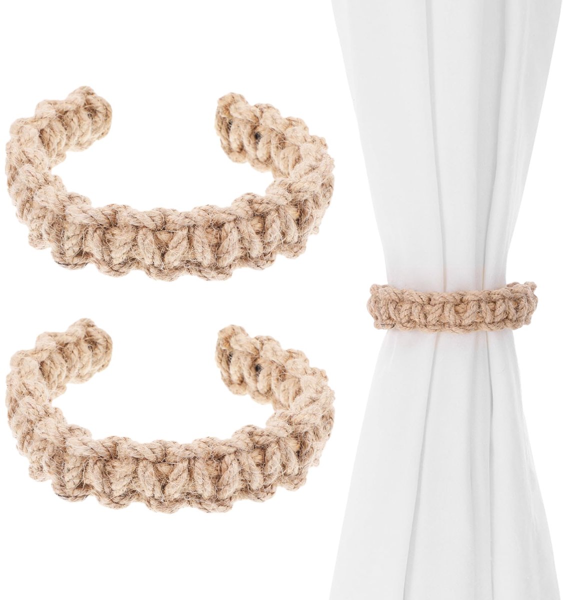 Dailygoods - Set van 2 Boho Gordijnhouders - Handgemaakt voor Thuis en Kantoor