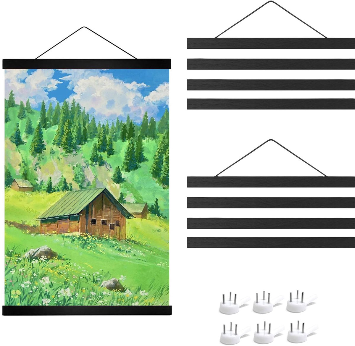 Dailygoods - Set van 3 Magnetische A3 Posterframes - Houten Fotolijsten met Lanyard