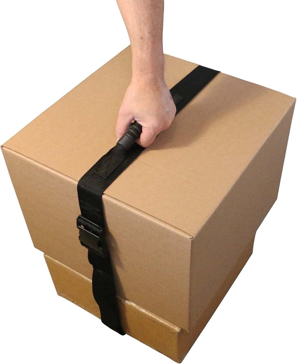SnelShoppen - HandyLifter Draagriem met Haak en Handvat voor Eenvoudig Tillen - Ideaal voor Dozen, Bagage, Boodschappen en Zware Voorwerpen - Zwart, 8