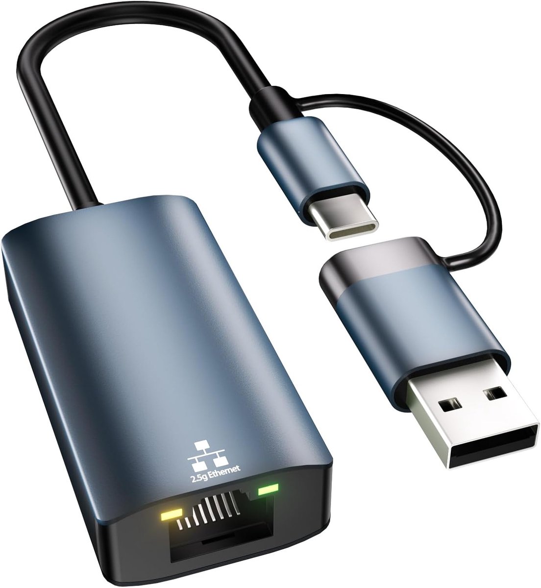 SnelShoppen - USB-C naar Ethernet-adapter, USB 2.5G LAN-adapter, USB 3.0 naar RJ45 2.5Gbps Gigabit netwerkadapter, compatibel met MacBook/Pro/Air, Sur
