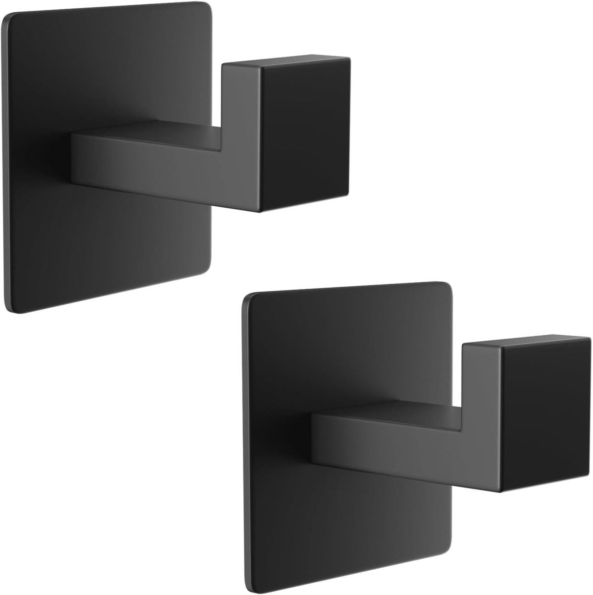 SnelShoppen - 2Pcs Zelfklevende Handdoek Haken Zonder Boren, Vierkante SUS 304 RVS Haken, Wandhaken, Adhesieve Haken, Badkamer en Keuken, Handdoekhoud