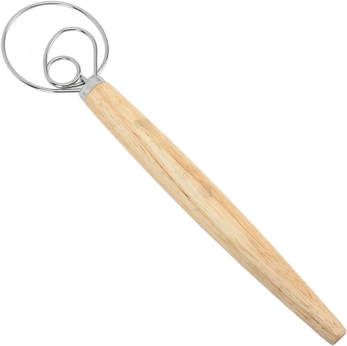SnelShoppen - Danish Paste Beater van RVS met Houten Handvat - De Perfecte Deegmixer voor Brood en Gebak - Duurzaam en Efficiënt voor Keuken Gebruik