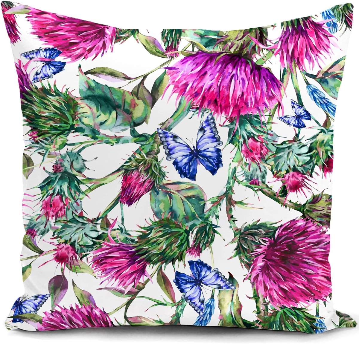SnelShoppen - Kussenhoes Flower of Scotland - Schotse Geschenken voor Vrouwen & Mannen - Paars Thistle Decoratie - 40x40cm Buiten & Binnen Woonkamer S
