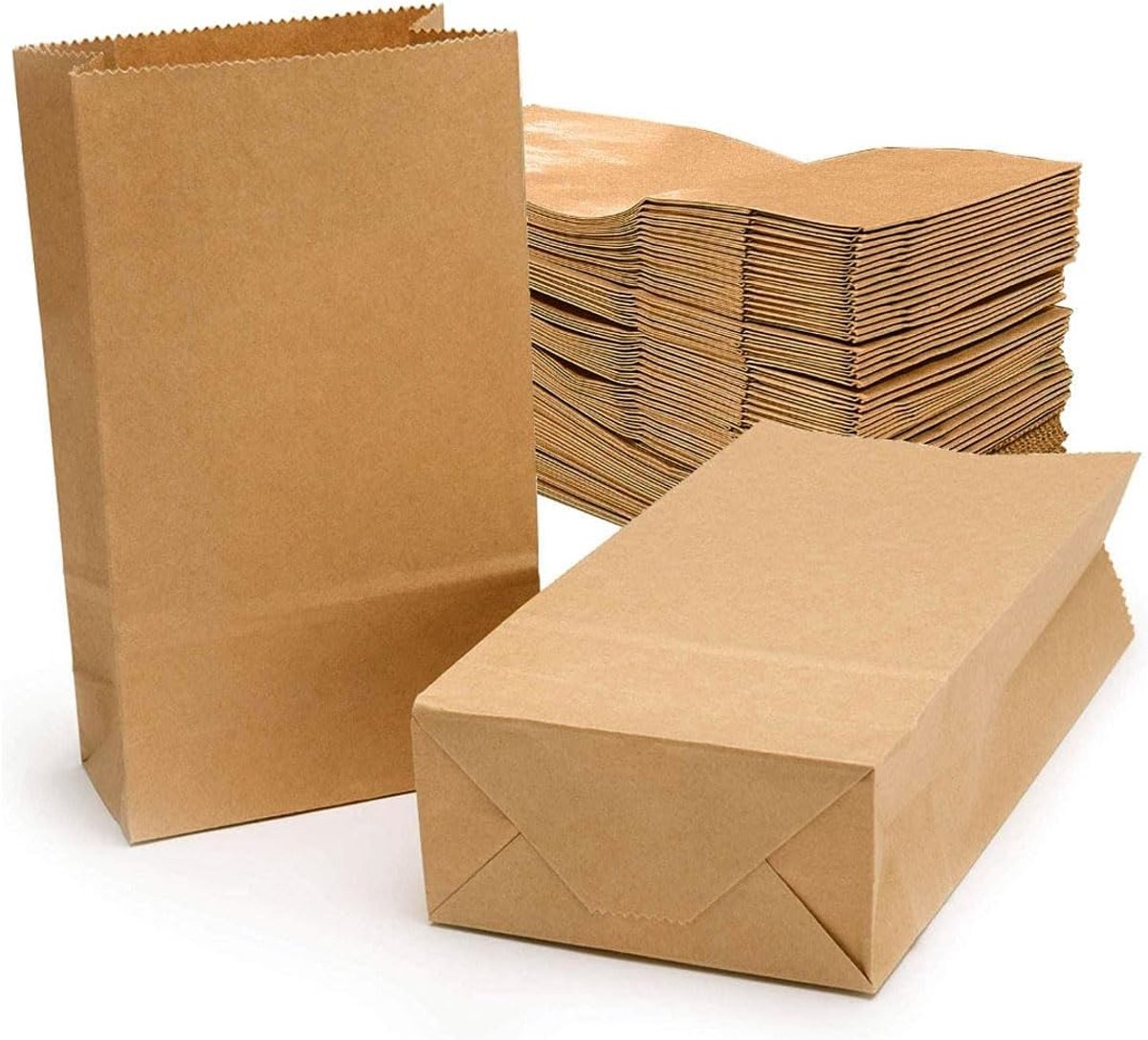 SnelShoppen - 50x Kraft Paper Bags Bruine Papieren Tassen Gift Bags DIY Adventskalender Kersttassen Traktatietassen Milieuvriendelijk - 17x26cm