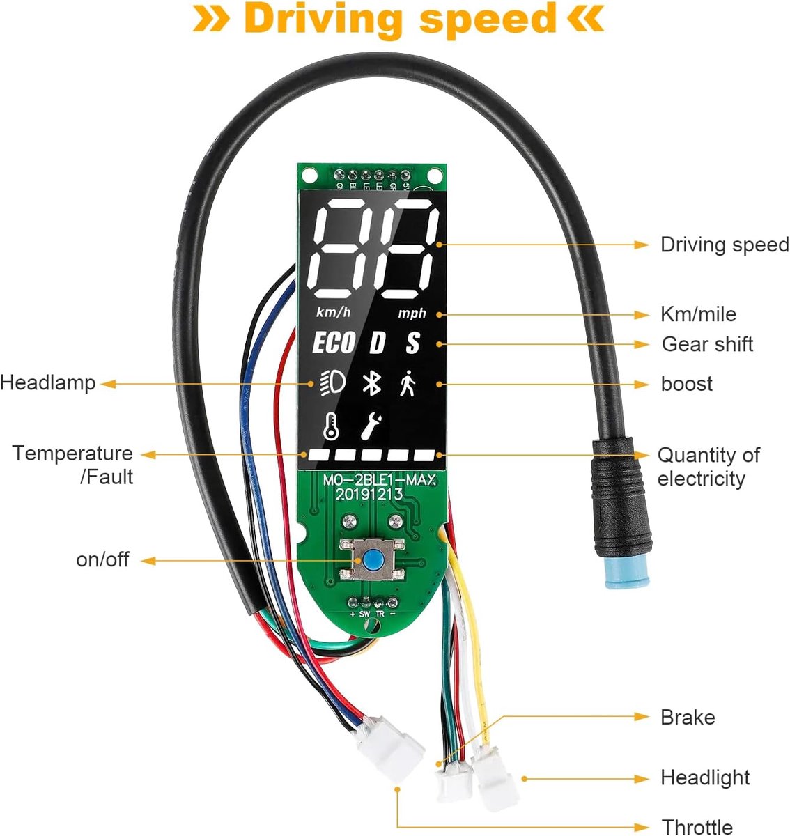 SnelShoppen - Bluetooth Dashboard voor Segway Ninebot MAX G30 - 3 Aansluitkabels - Dashboard met Snelheidsweergave - Voor Elektrische Scooter