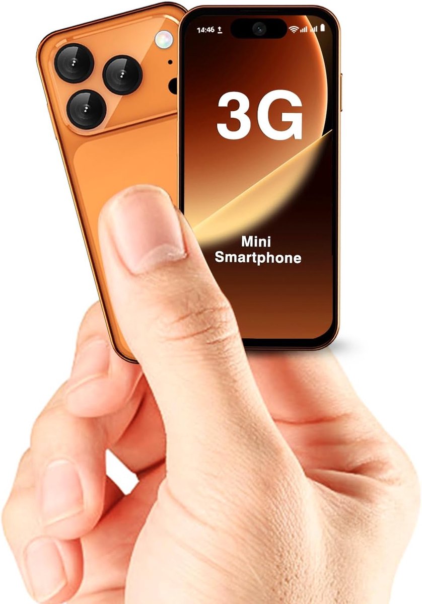 SnelShoppen - XS19PRO 3G Mini Smartphone - Ultra-Compact Design 3.88 inch Scherm - Ideaal voor Kinderen - Oranje - Perfect voor Feestjes en Dagelijks