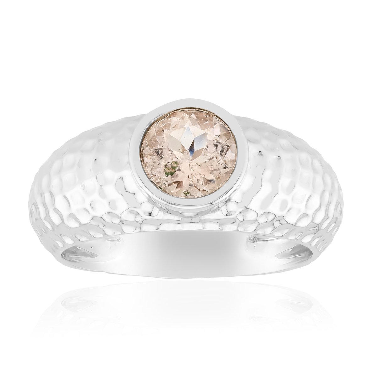 Cavill - Moderne Ring 925 Sterling Zilver Platina Geplateerd - 0,71 ct Braziliaanse Morganiet Roze Edelsteen - Elegante Damesring