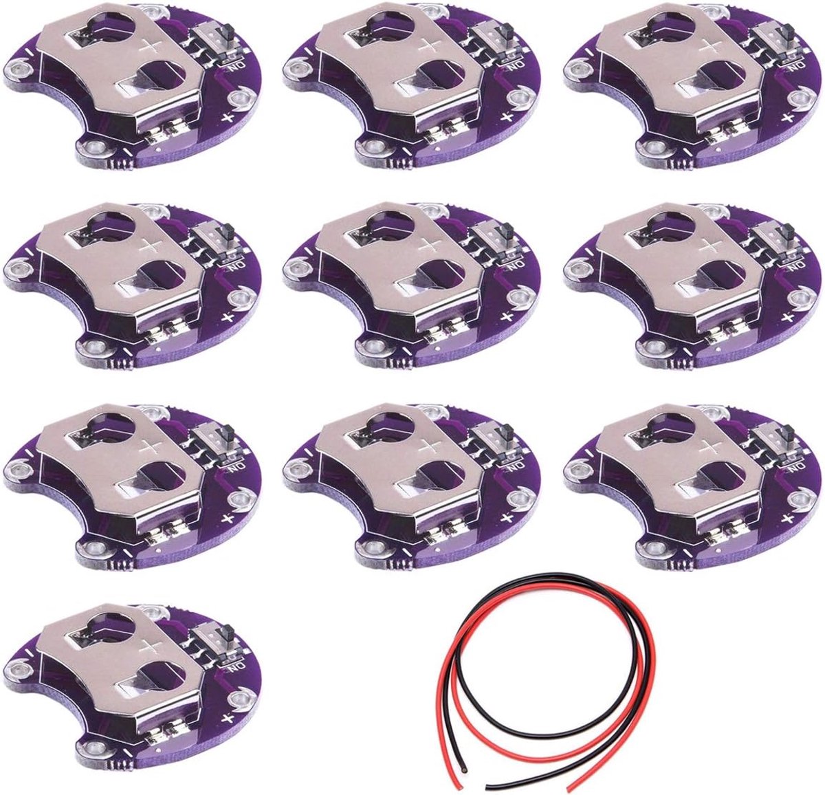 SnelShoppen - 10PACK Button Cell Batterijhouder Lilypad CR2032 Batterij Mount Module voor Arduino DIY Kit met Slide Switch voor Creatieve Projecten
