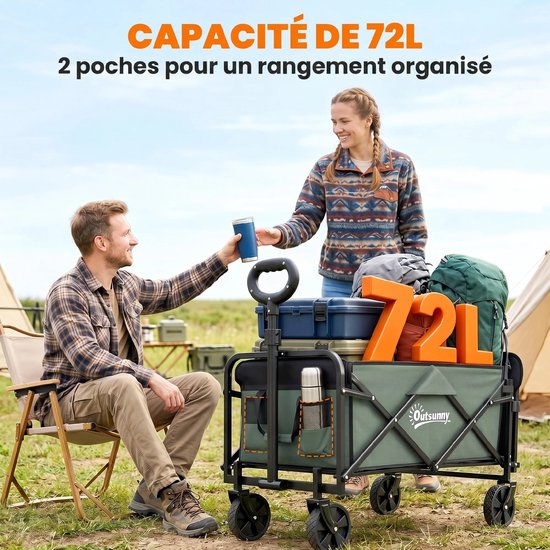 Emvae Bolderkar - Opvouwbare Bolderkar - Bolderwagen - 72L - 90 kg Draagvermogen - 76x48x65-92 cm - Groen — afbeelding 4