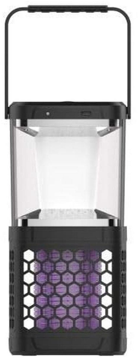SnelShoppen - Vliegen- en Muggenlamp voor Buiten, Draagbare Insectenverdelger met LED Licht, Zonnepaneel, Batterij, Dubbele Functie, Zwart voor Tuin,