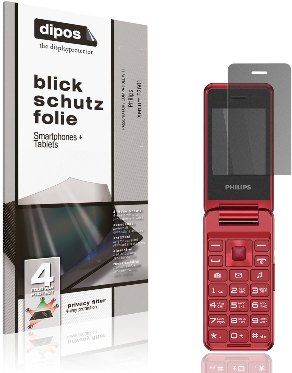 dipos – Matte Privacy Screenprotector geschikt voor Philips Xenium E2601 | Anti-Spy Beschermfolie