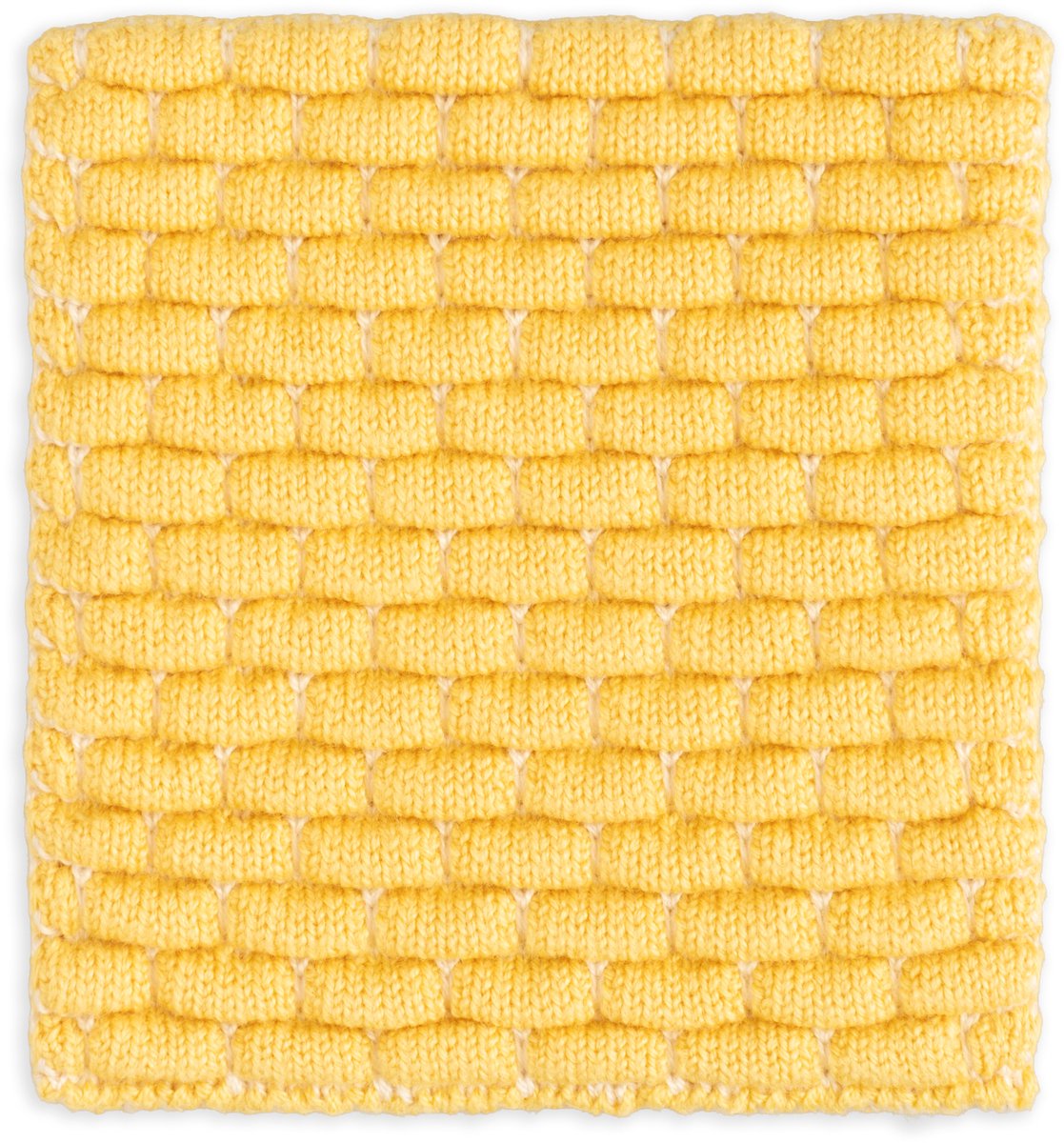 Knit Factory Gebreide Glasonderzetters Block - Ecru/Gold - 10x10 cm