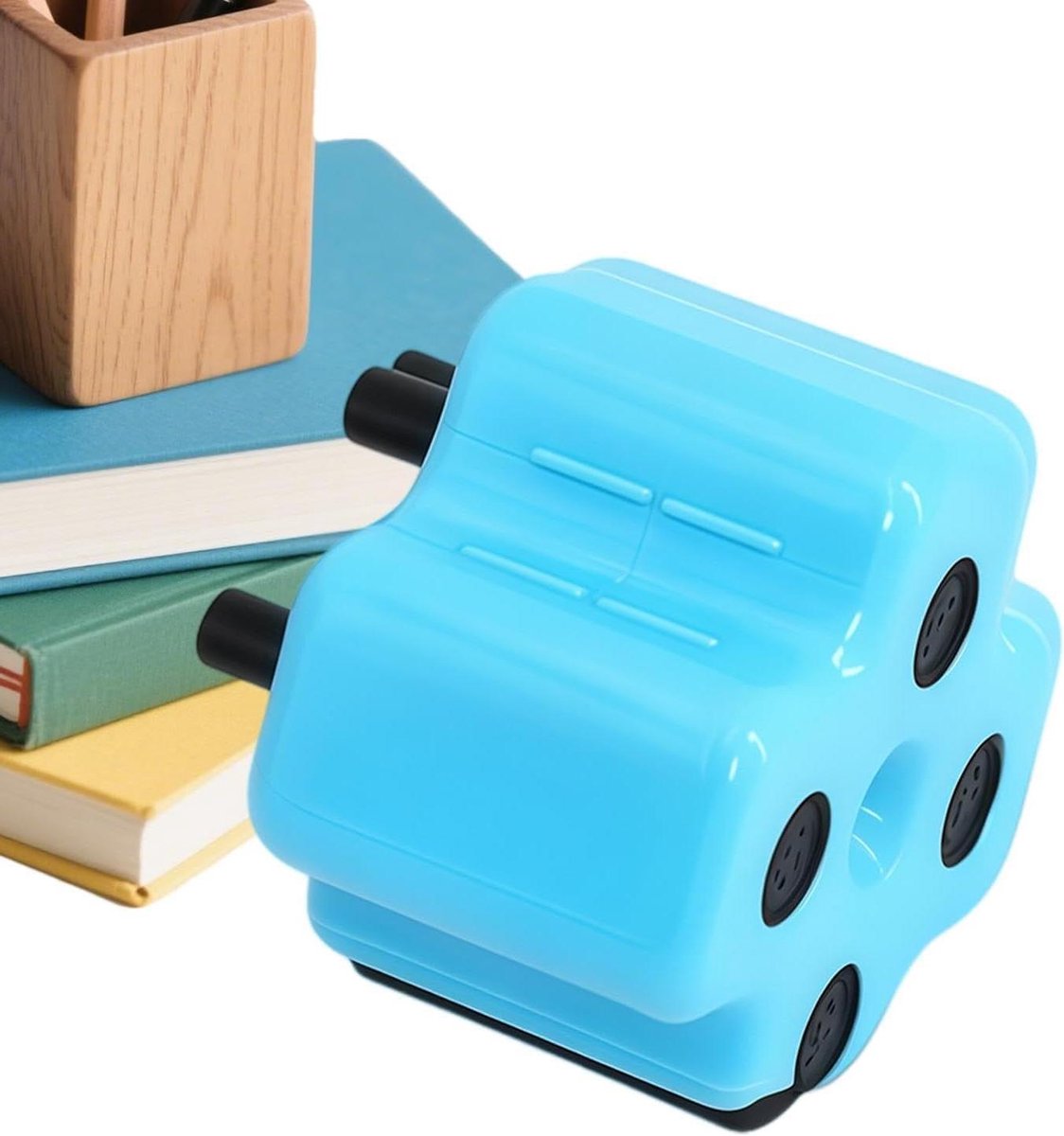 Rekenstempelroller - Educatief Speelgoed - Wiskunde Oefenen - 4-In-1 Sommen - 9x9x6 cm - Blauw