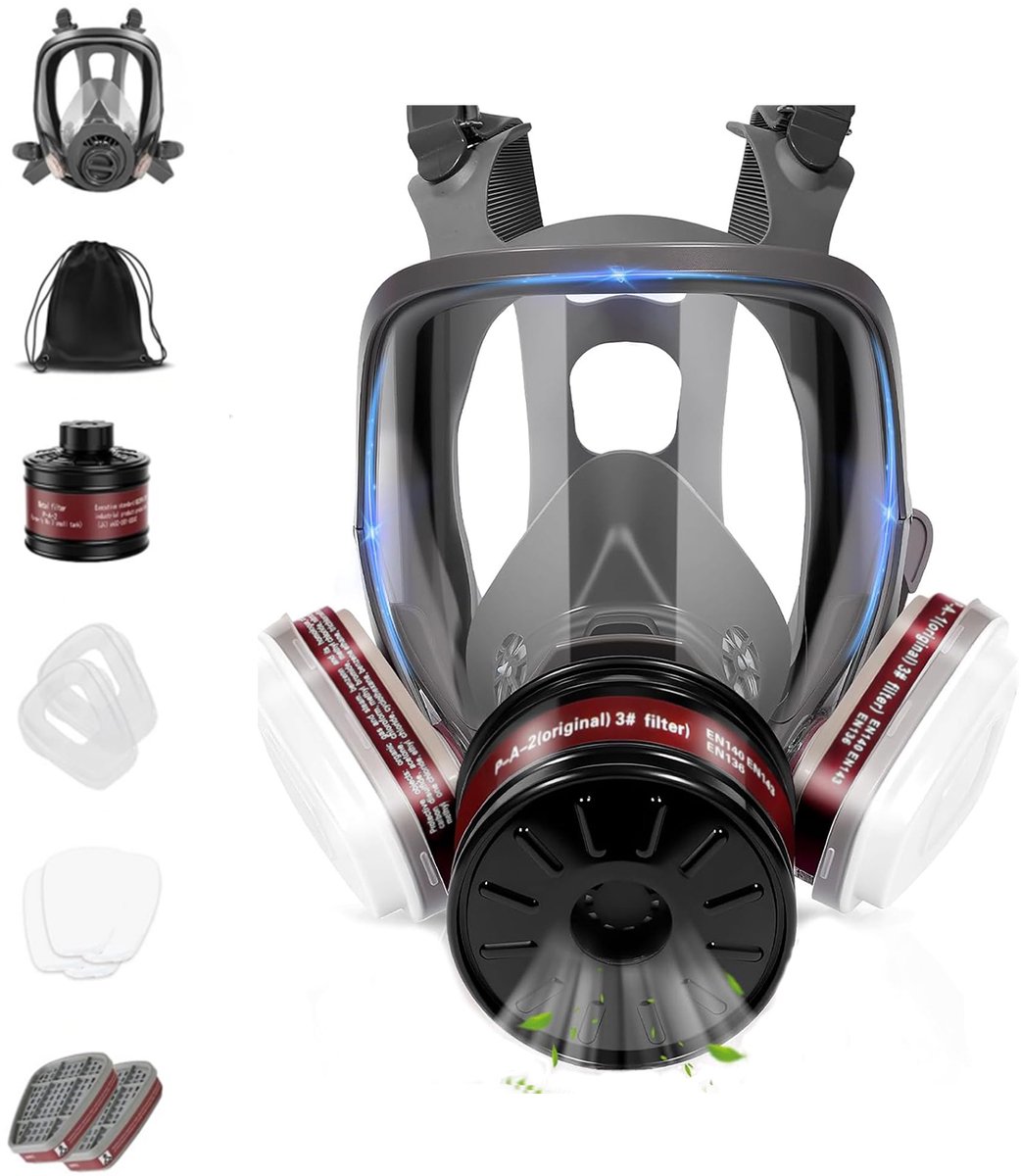 Fokelyi Adembeschermingsmasker-Met P-A-1 Filter Gasmasker-Inclusief Filter-Gasmasker-Inclusief 10 Katoenen Filters-Gasmasker-Herbruikbaar-Voor Chemische en Bouw