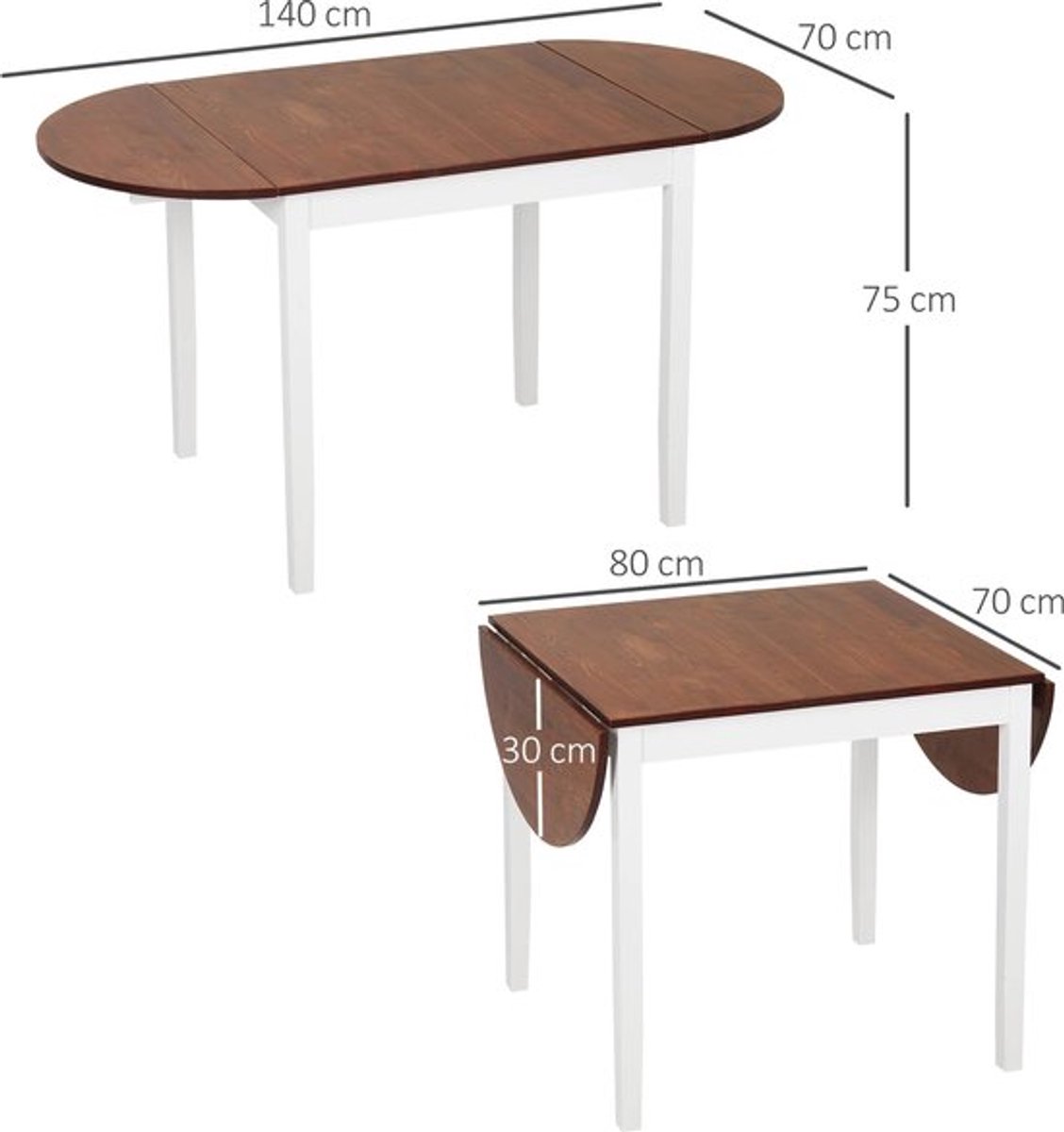 Eettafel – Uitklapbare Tafel – Grenenhouten Tafel – Compacte Eettafel – Flexibel Formaat –