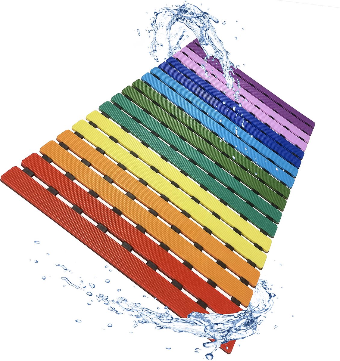 SnelShoppen - LuxurYou Antislip Badmat met Zuignappen - Dubbelgelaagd, Sneldrogend, Vrij van Giftige Stoffen, BPA, Latex, Ftalaten en PVC - Regenboog