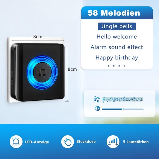 Draadloze Deurbel Set - Radiosignaalconverter - Eenvoudige Installatie - 3 Ontvangers - Voor Thuisgebruik — afbeelding 5