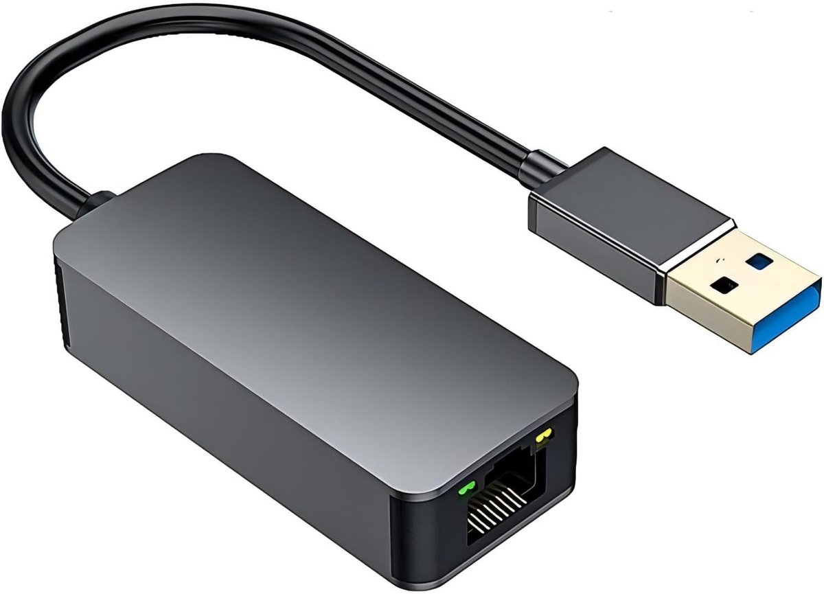 USB Ethernet Adapter - LAN Netwerkkaart - Snelle Internetverbinding - 2.5Gbps Snelheid - USB 3.2 - Grijs