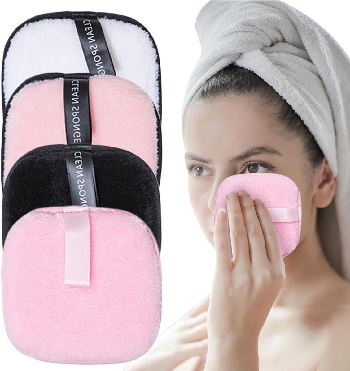 Herbruikbare Pads - Make-up Doekjes - Gezichtsreiniging - Milieuvriendelijk - 4 Stuks - Zwart