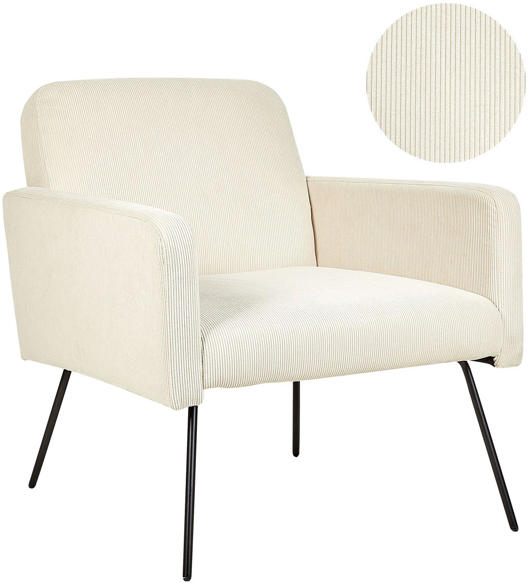 Beliani NARKEN - Fauteuil - Lichtbeige - Corduroy