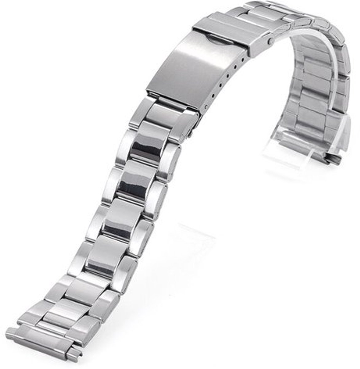 Zilveren roestvrijstalen band met 16-22 mm vouwsluiting als vervangende band