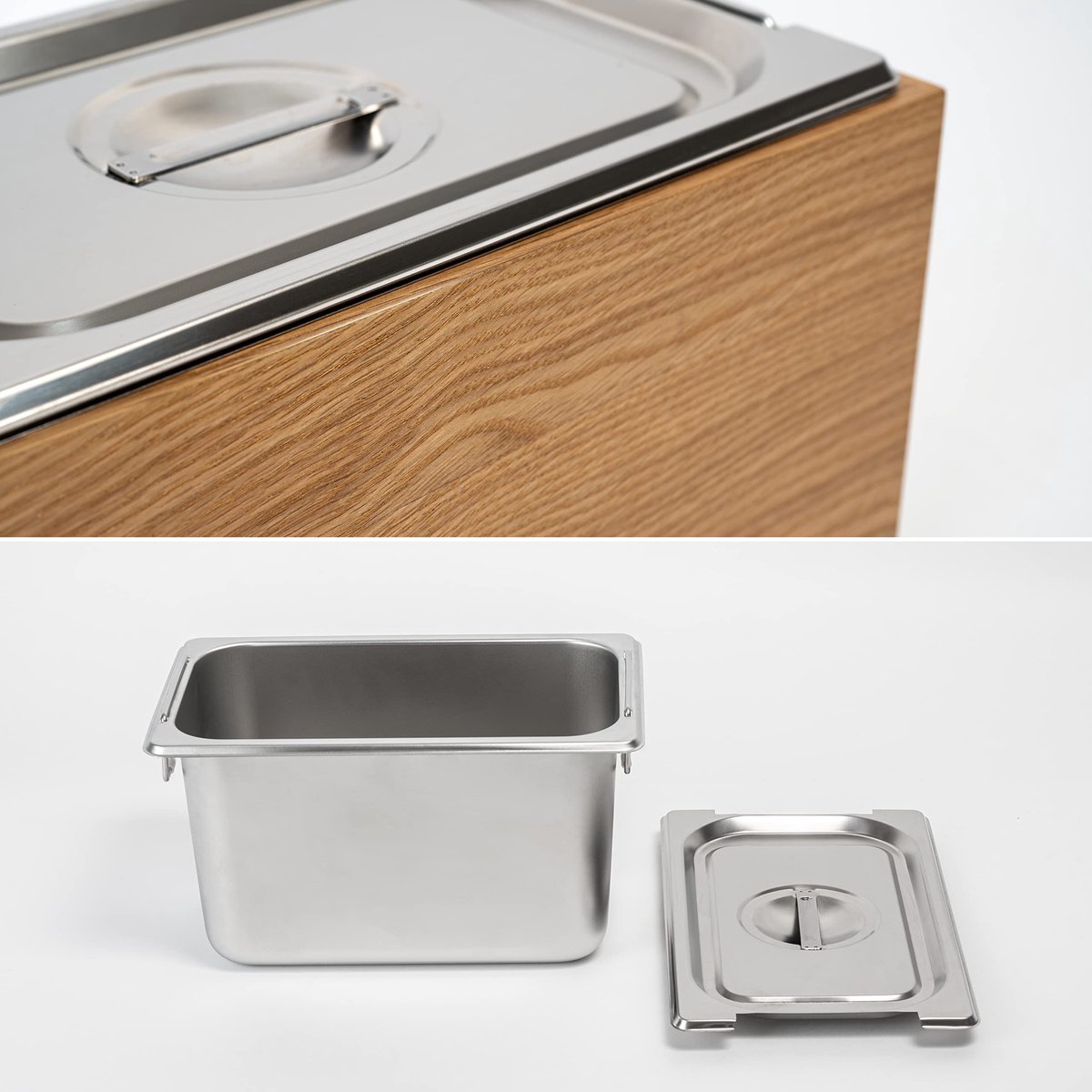 SnelShoppen - Design Organic Afvalbak Holma 4.5L | Vaatwasmachinebestendig, Eiken Houtfineer, Keuken Compostbak voor Organisch Afval | Stijlvolle Afva