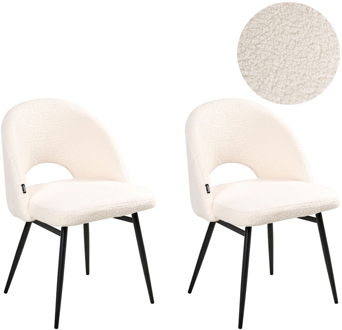ONAGA II - Eetkamerstoel set van 2 - Wit - Bouclé