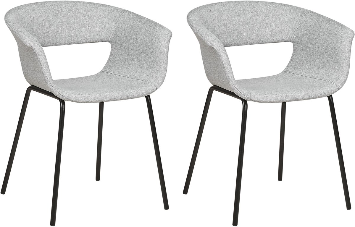 ELMA - Eetkamerstoelen set van 2 - Lichtgrijs - Polyester