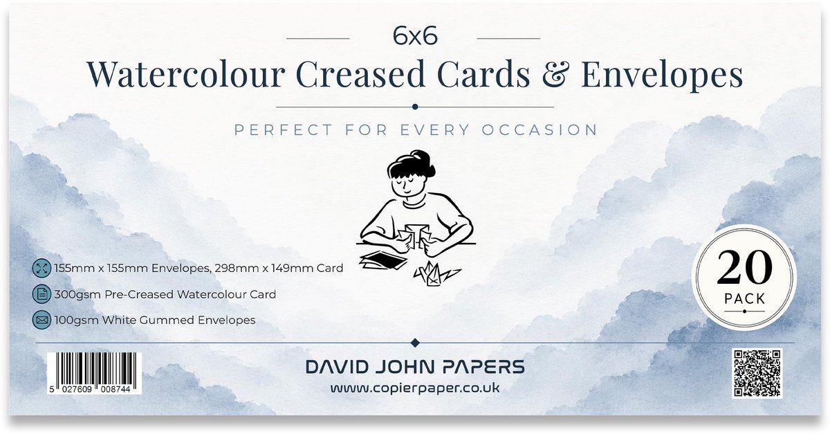 SnelShoppen - Aquarel gevouwen blanco wenskaarten met witte enveloppen - Pack van 20 - Perfect voor feestdagen, verjaardagen, en speciale gelegenheden