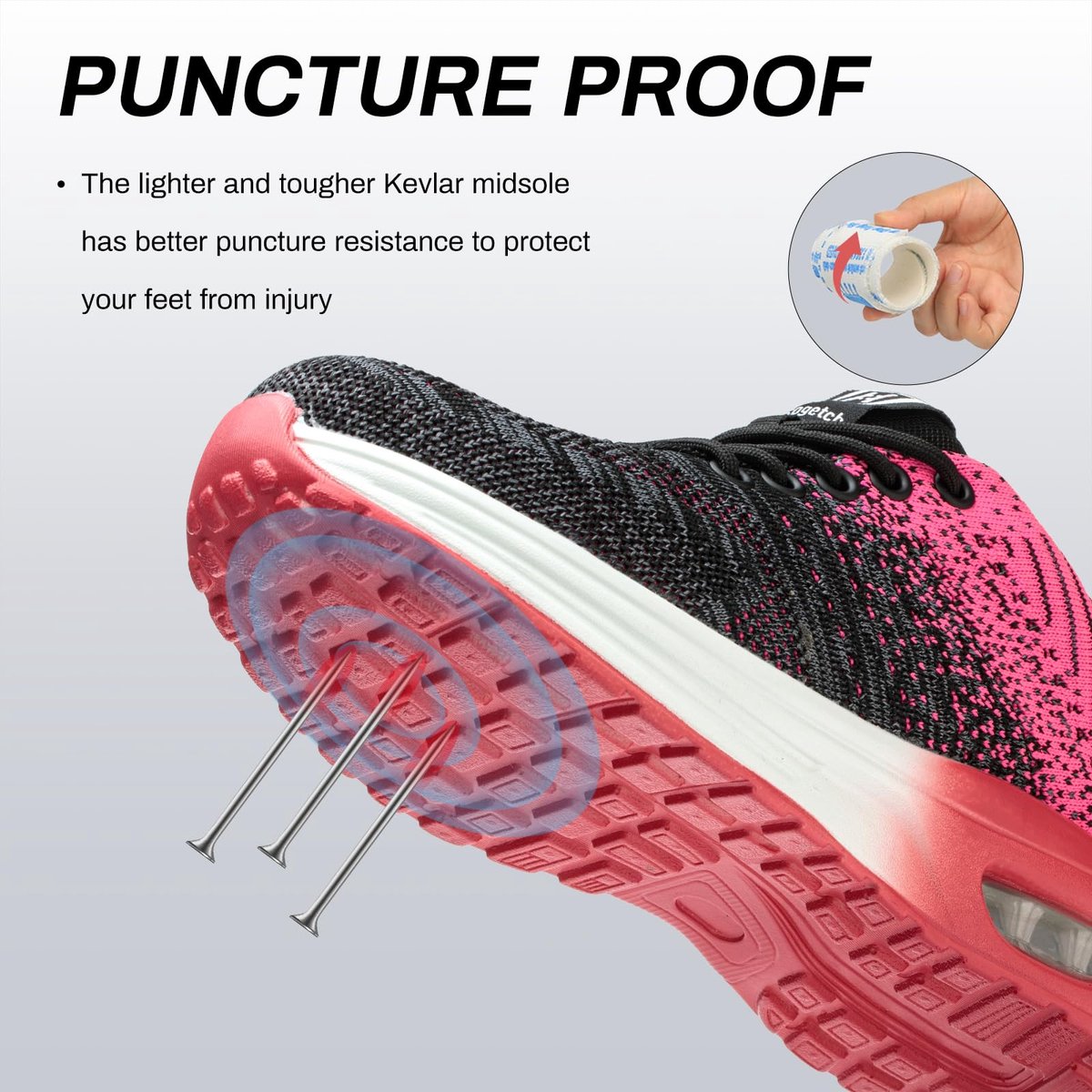 SnelShoppen - Lichtgewicht Werkschoenen Heren Dames met Stalen Neus en Ademend Design - Sportieve S3 Veiligheidsschoenen Sneakers Roze 40 EU