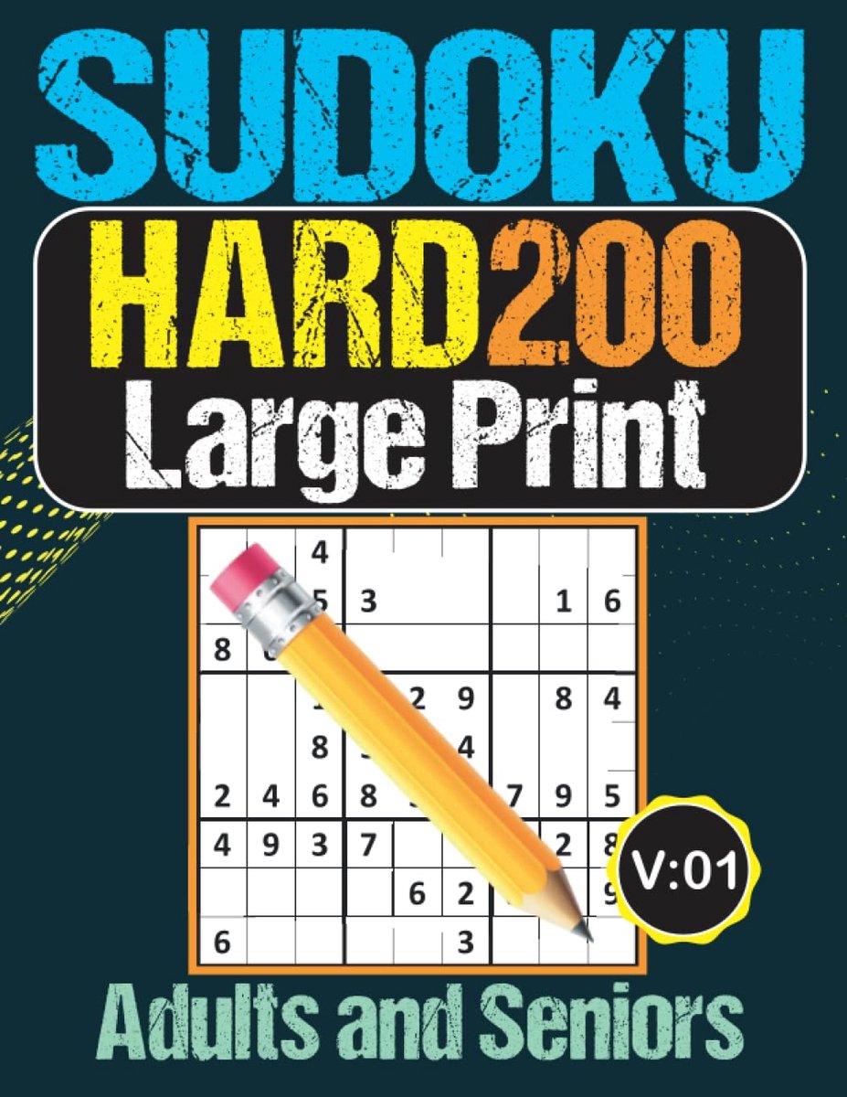 SnelShoppen - 200 Hard Sudoku Puzzles voor Volwassenen en Senioren - Extra Grote Lettertype, Sudoku Boek voor Brein Training, 9x9 Sudoku van Moeilijk