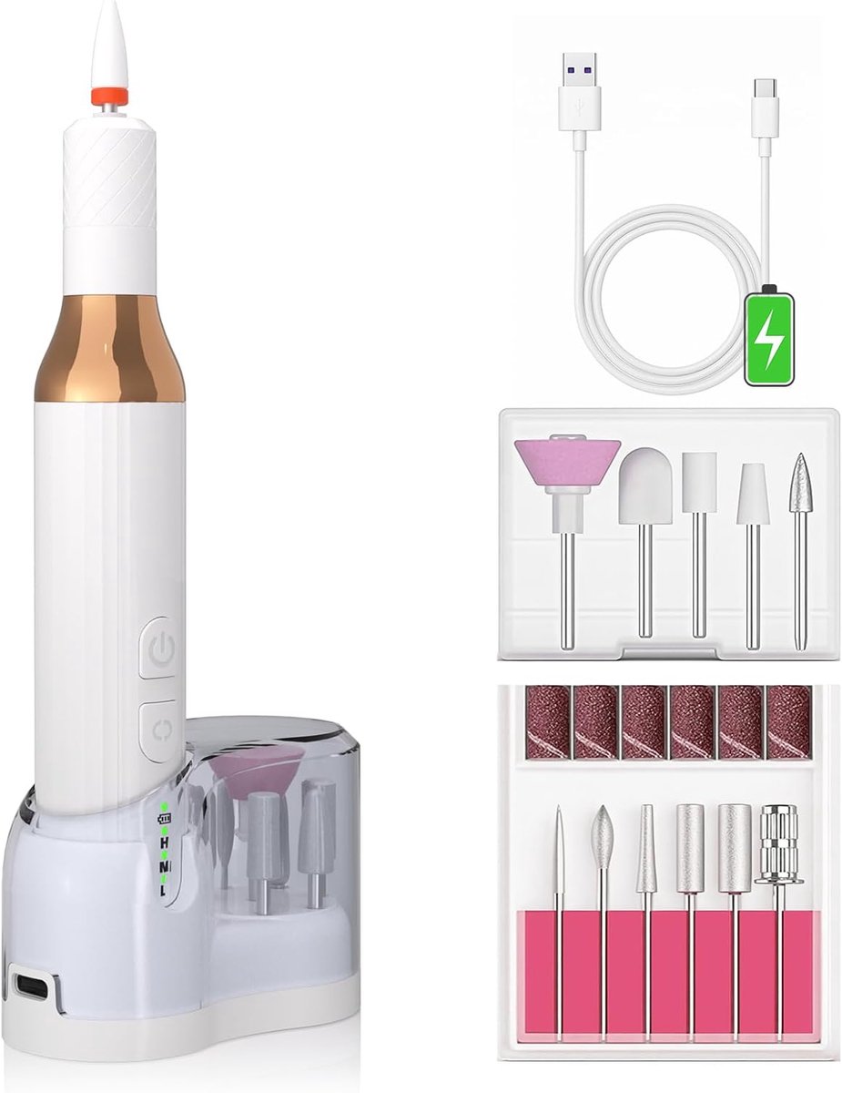 SnelShoppen - Draadloze Elektrische Nagelvijl voor Gel Nagels - Professionele Oplaadbare Manicure Pedicure Set - Perfect voor Thuis of Salon - Handzaa