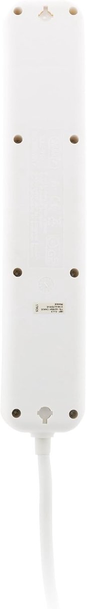 SnelShoppen - Powerstrip met 4 Sockets 16A 2P+T met Schakelaar en Stekker, Verlengsnoer met Overspanningsbeveiliging - Wit - 1.5 m